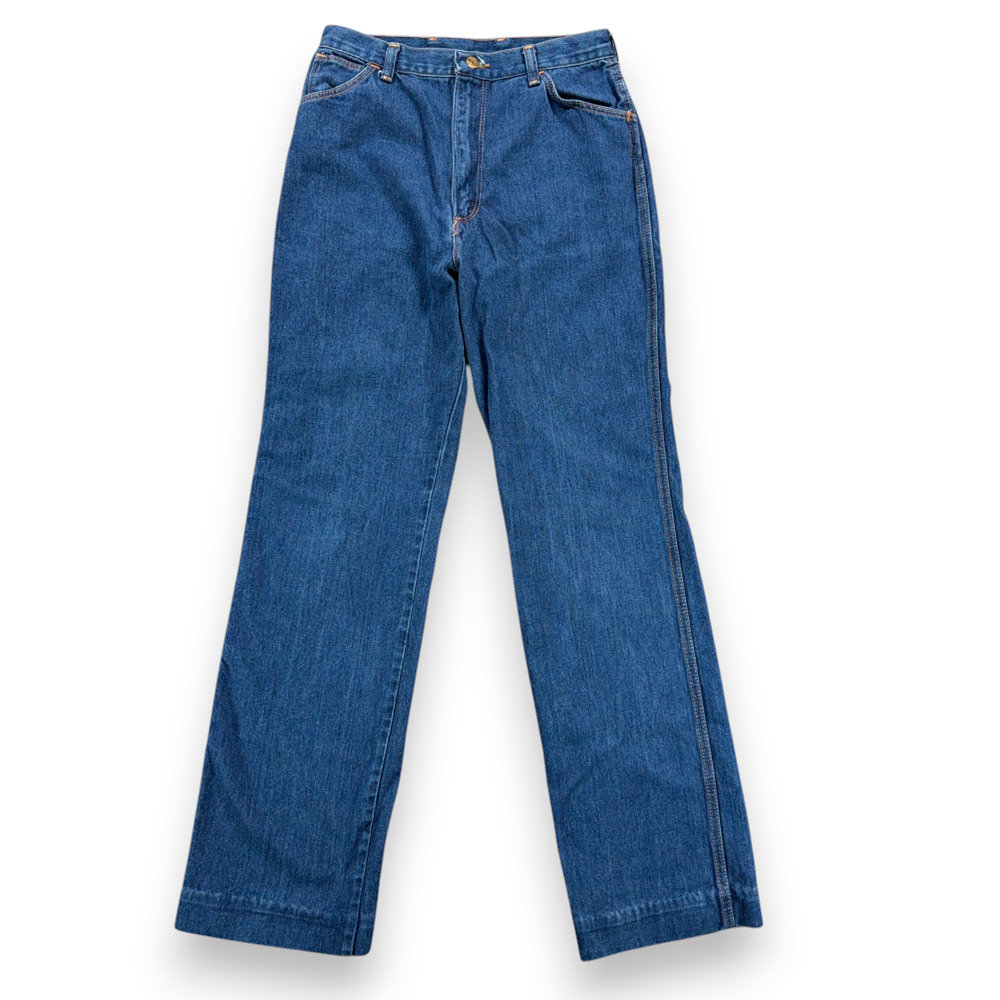 Vintage Wrangler Jeans Womens 28x32 Blue Denim High Rise Flare Talon Zip USA 70s